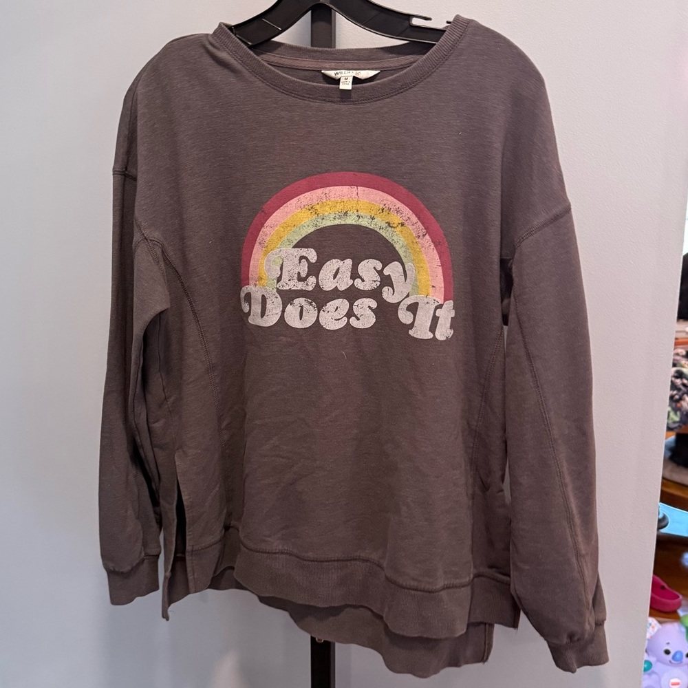 Wildfox Easy Does It Gray Sweatshirt, size Medium